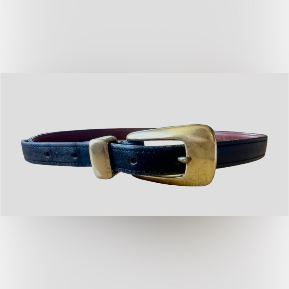 Vintage COACH Black Solid Brass Buckle Glove Tanned USA Belt #3909 Sz M